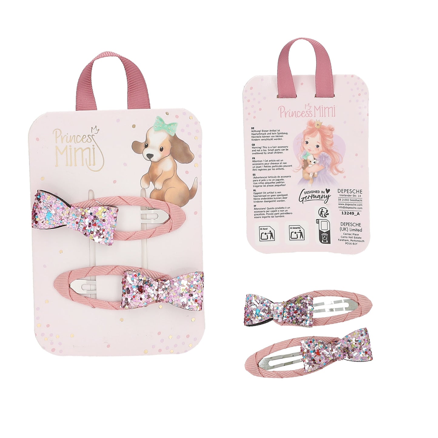 Princess Mimi Rose Bow Hair Clips