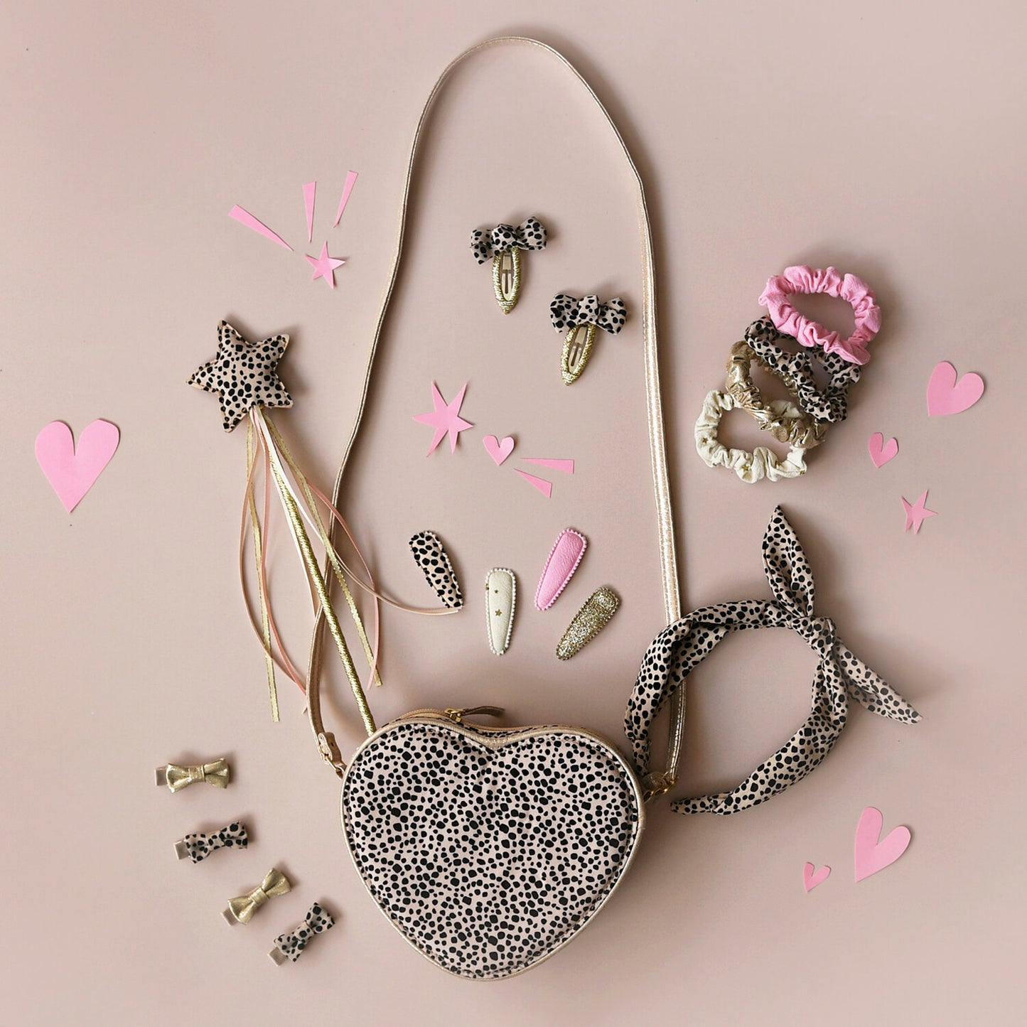 Leopard Shimmer Mini Bow Clip Set
