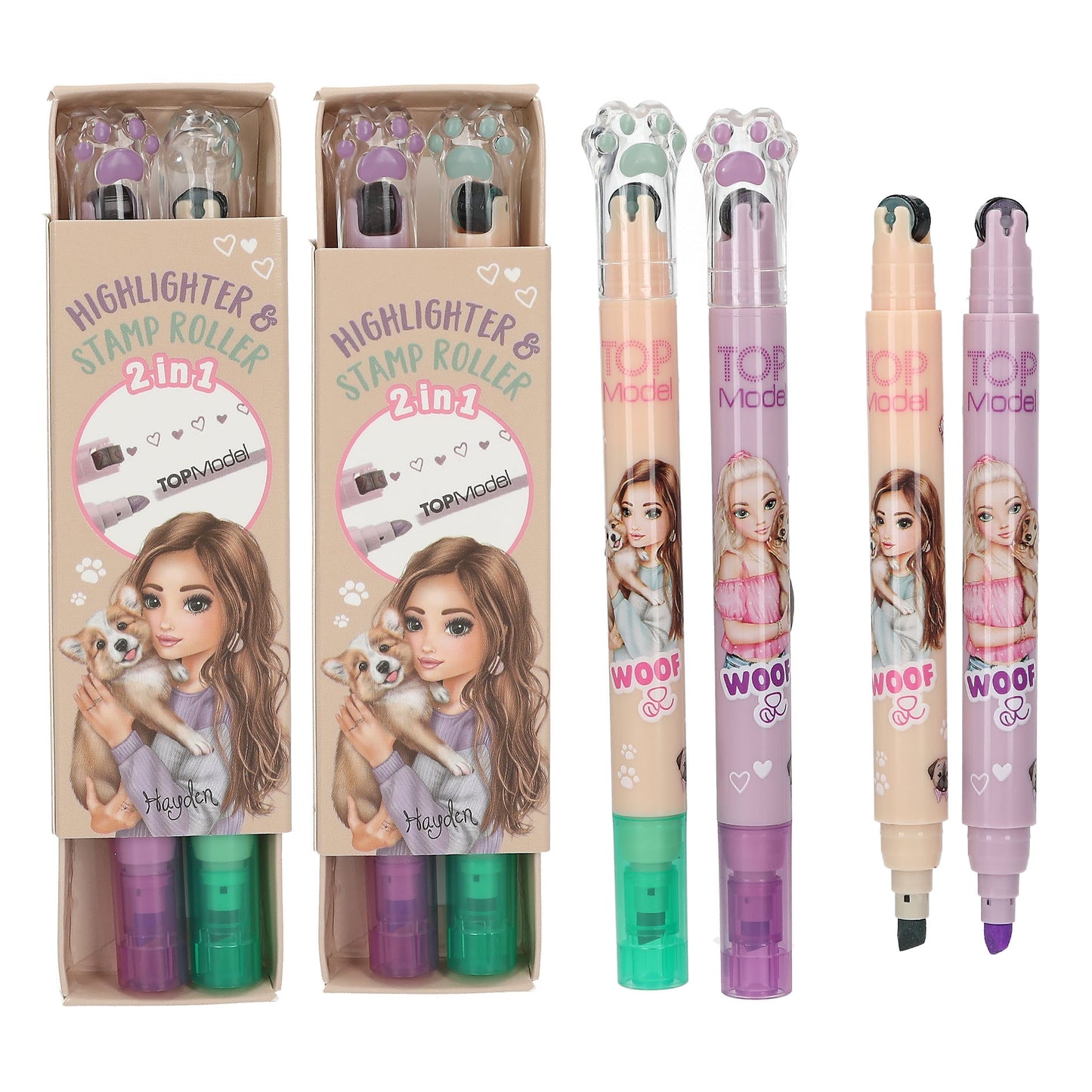 TOPModel Highlighter and Stamp Roller - Green & Purple