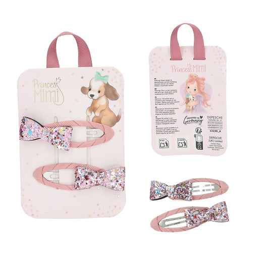 Princess Mimi Rose Bow Hair Clips