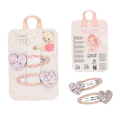 Princess Mimi Coral Heart Hair Clips