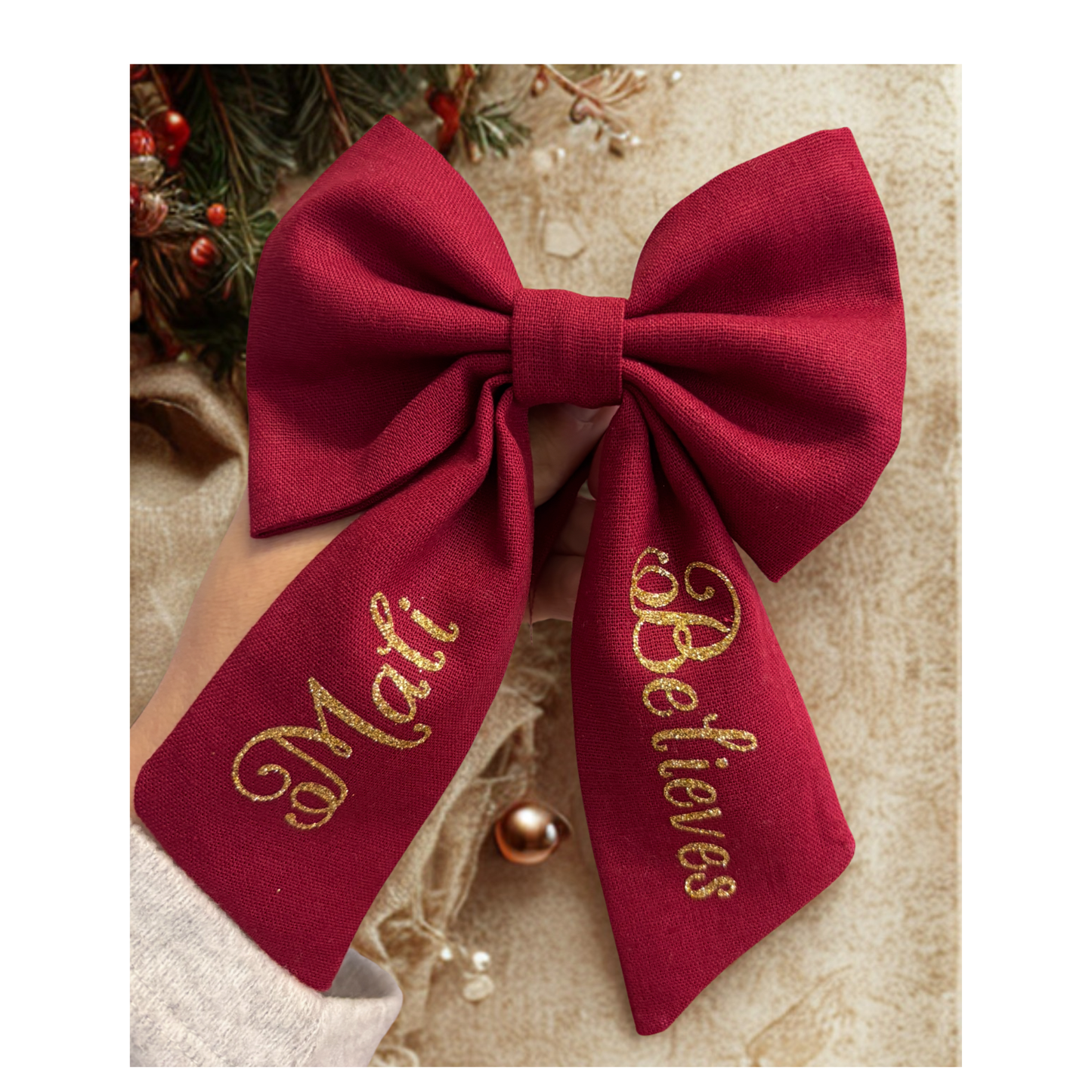 Christmas Believe Bow – Festive Christmas Hair Accessory