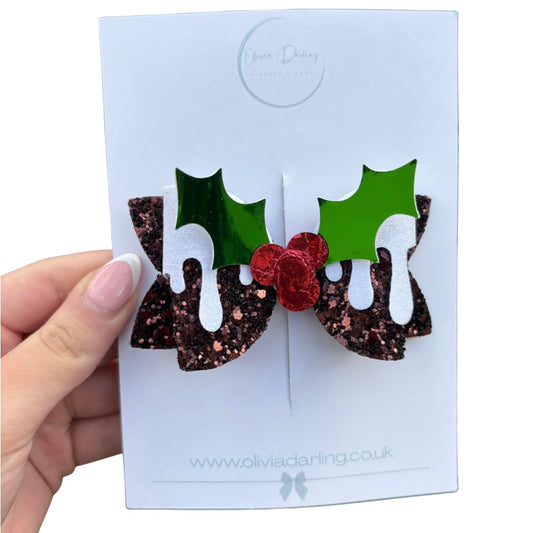 Christmas Pudding Bow – Festive Christmas Hair Accessory