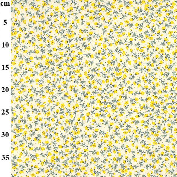 Rose & Hubble - Cotton Poplin, Small Floral Design, Lemon