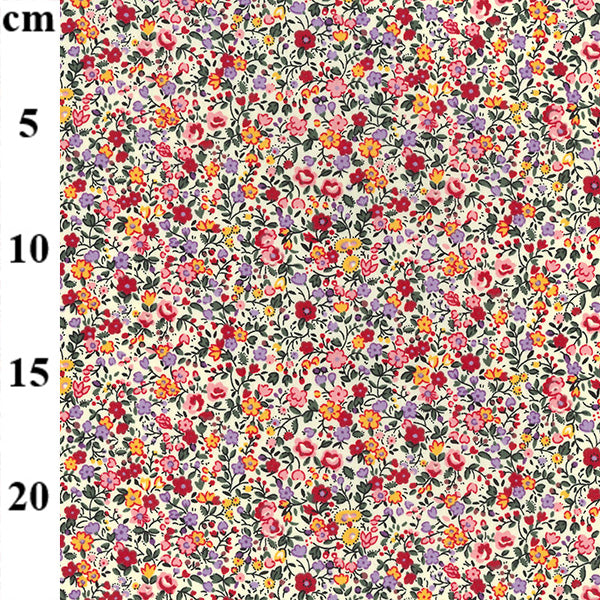 Rose & Hubble - Cotton Poplin, Small Floral Design, Red