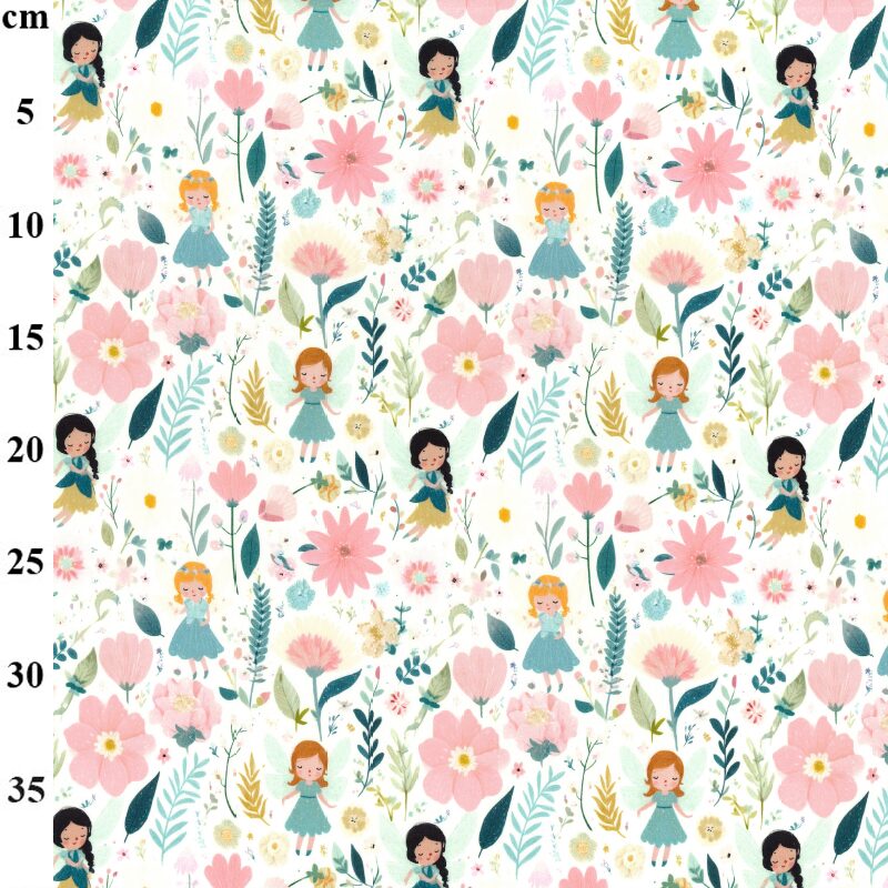 Rose & Hubble - Cotton Poplin, Fairy Design, Pink