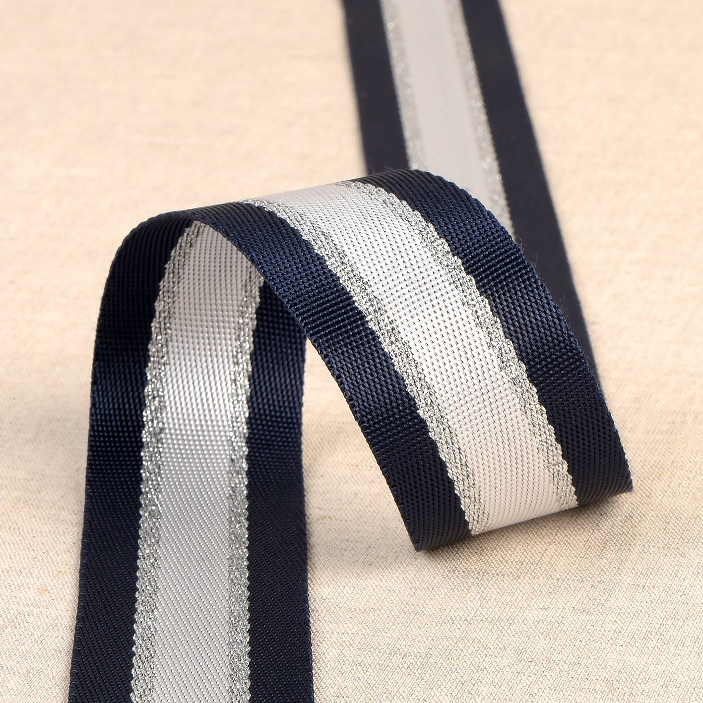 Metallic Webbing Navy - Width 30mm