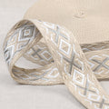 Ethnic Webbing Beige/Silver - Width 38mm