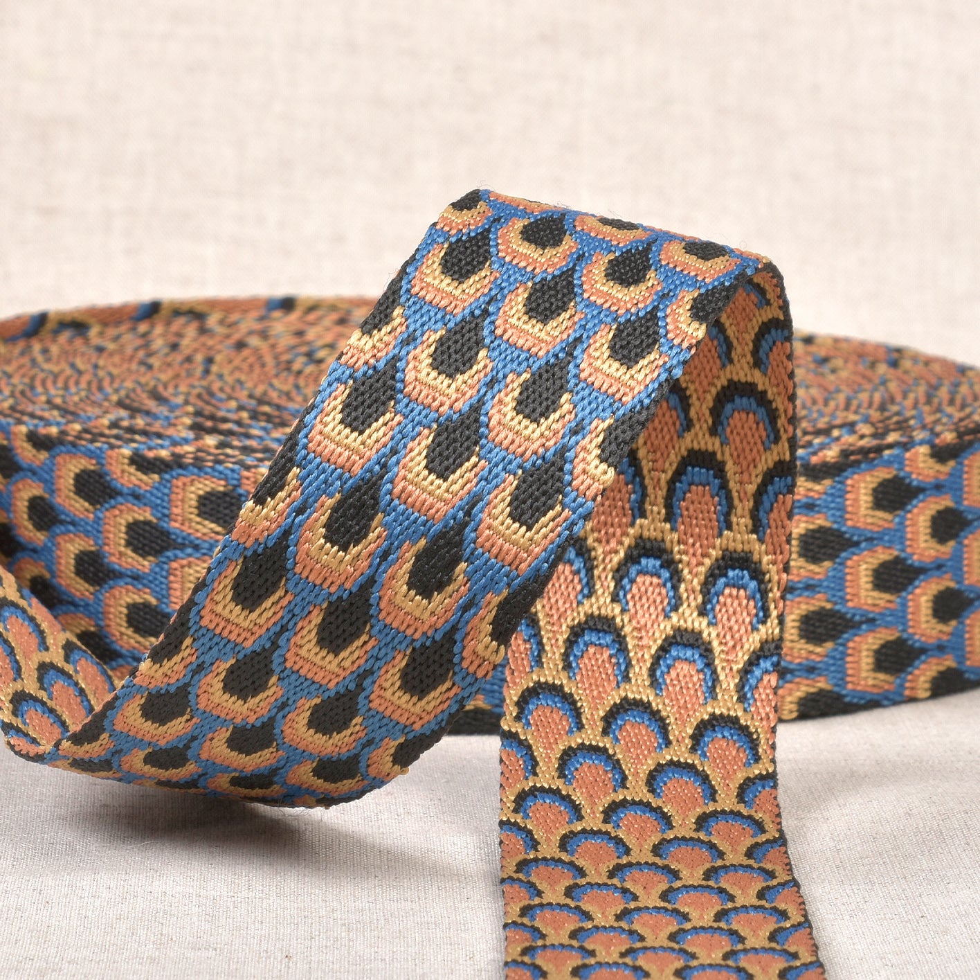 Peacock Webbing Denim Blue - Width 38mm