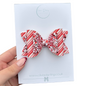 Red Candy Cane Lane Glitter Double-Loop Christmas Hair Bow