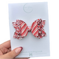 Red Candy Cane Lane Glitter Double-Loop Christmas Hair Bow